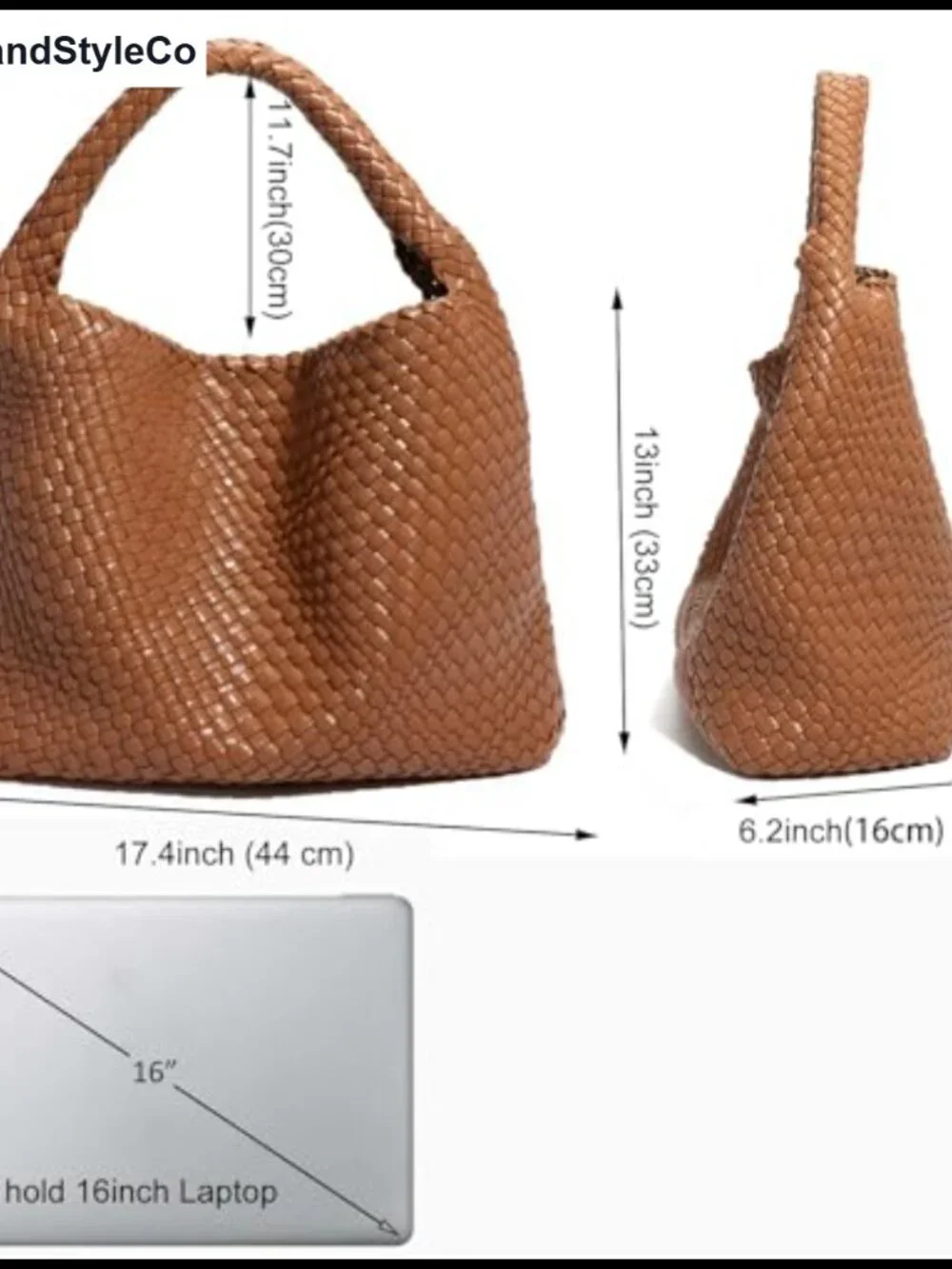 Vegan Leather Woven Tote Bag with Matching Clutch, Underarm Hobo